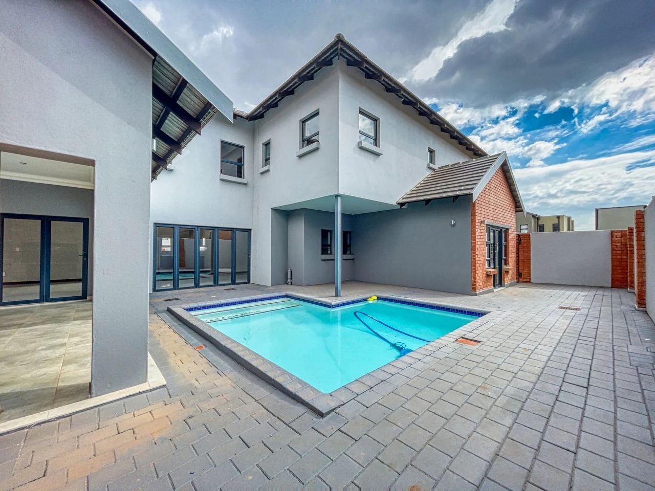 Completed residential swimming pool installation